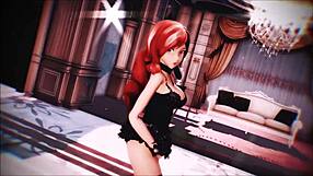 Neo from RWBY in lingerie animation