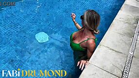 milf fabidrumond gets so excited by cold pool water she masturbates