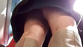 caught her skirt up on hidden cam last night