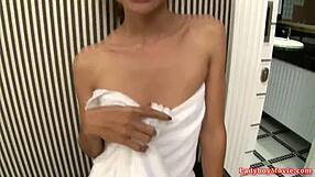 Tiny Ladyboy Nok Plays with Buttplug Solo