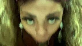 Intense licking and sucking on dildo in pov solo homemade video with wet black beauty