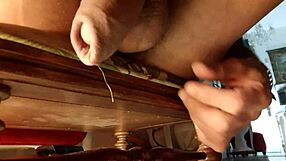 Solo gay mature man strokes huge dick in close up masturbation