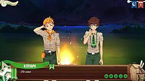 Young gay friends go hiking in the woods