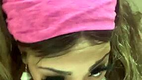 Intense licking and sucking on dildo in pov solo homemade video with wet black beauty