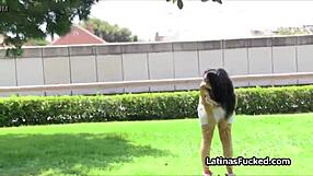 Is this flashing big tit latina gagging on cock in public during deepthroat?