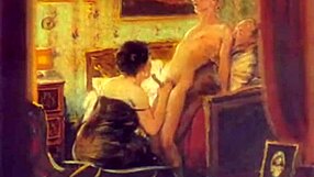 Vintage comic drawings of antique anime characters in detailed hentai style