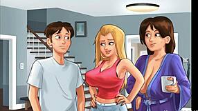 Summertime Saga: Neighbor Watches Girls in Cheerleader Uniforms