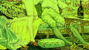 Vintage comic drawings of antique anime characters in detailed hentai style