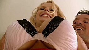 Anita gives blowjob to big tits blonde