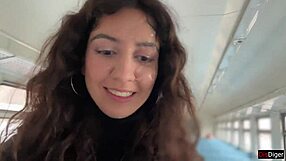 Public Handjob on Train Turns into Stranger Blowjob with Cumwalk