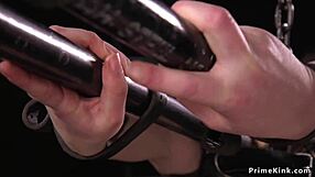 Babe experiences ass whipping in doggy bondage position.