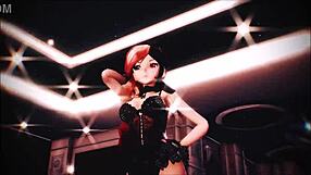 Neo from RWBY in lingerie animation