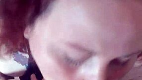 The redhead slut receives cum all over her tits from friend's big cock