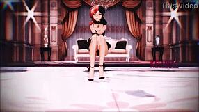 Neo from RWBY in lingerie animation