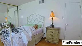 elsa jean wakes up to intense creampie pounding