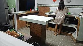 I serve my stepbrother hot anal sex with my big tits bent over, mixing latina passion and masturbation.