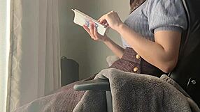 Big Tits Girl Reads Book but Fingers Sensitive Spot