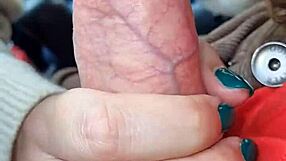 subtle blowjob in the car with swallowing and finger sucking