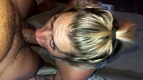 girlfriend deepthroats friend's fat cock for breakfast cum