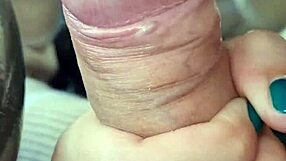 subtle blowjob in the car with swallowing and finger sucking