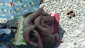 Mature couple’s outdoor sex on the beach is revealed by a voyeur