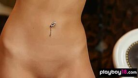 classy gia ramey introducing her perfect shapes, undressing to show big tits and shaved pussy.