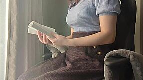 Big Tits Girl Reads Book but Fingers Sensitive Spot