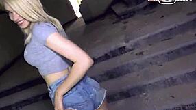 Slender blonde teen amateur picked up by german agent for outdoor pov fuck in public