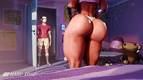 harptoad starfire learns earth customs with deepthroat and facial action in wild 3d hentai