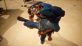 tiger makes lizard orgasm multiple times. in wildlife setting.