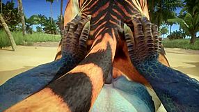 tiger makes lizard orgasm multiple times. in wildlife setting.