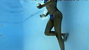 half russian spanish irina cage swims nude in pool