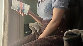 Big Tits Girl Reads Book but Fingers Sensitive Spot