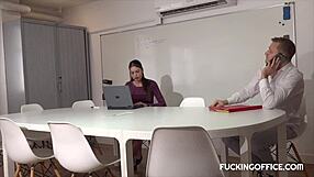 the maintenance man said, i gotta cool down this horny secretary with some hard fucking.