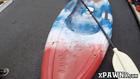 Little redhead temptress fucks for cash in hidden pawnshop voyeur scene