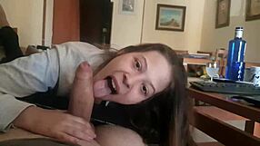 Latina neighbor with big ass sucking cock and swallowing cum