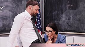 Skinny Busty Milf Teacher's Blowjob Class Demo