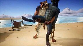 tiger makes lizard orgasm multiple times. in wildlife setting.