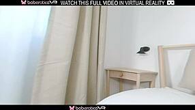 Solo hot girl arina sramezlja passionately plays with dildo on bed in vr, small tits shaved pussy