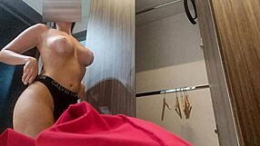 Latina stepsister hides panties under leggings, caught on hidden cam