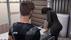 3D animated game with busty black MILF and big cock