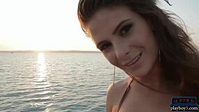 Sexy brunette models give a full striptease for playboy, undressing and ripping clothes.