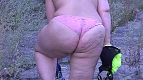 Curvy Milf Strips Outdoors Public