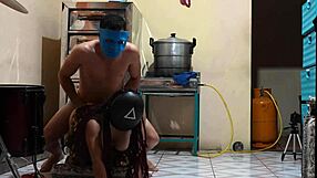 The bakery woman invites her neighbor on halloween day to celebrate at home she knows that her husband will not return today and that is why she has fun fucking