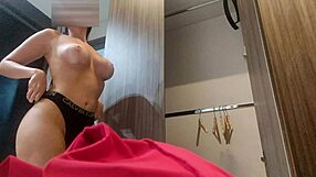 Latina stepsister hides panties under leggings, caught on hidden cam