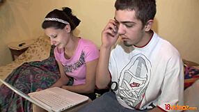 Alena measures teen in desperate sex scene with blowjob and cumshot