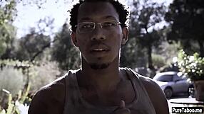 Black guy claims teen's virginity in hairy pussy smash