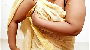 chubby asian aunty teasingly shows her big boobs