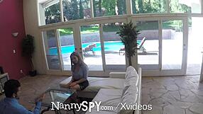 Nannyspy busty nanny caught flashing and screwed hard