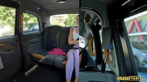 Public mission of rough sex in the back of taxi